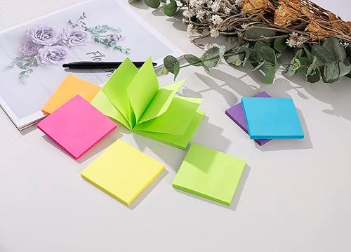 Miniatura 6 de Paquete de 12 notas adhesivas emergentes de 3 x 3 pulgadas, bloc de notas superadhesivas de colores brillantes, 6 colores, adhesivo fuerte