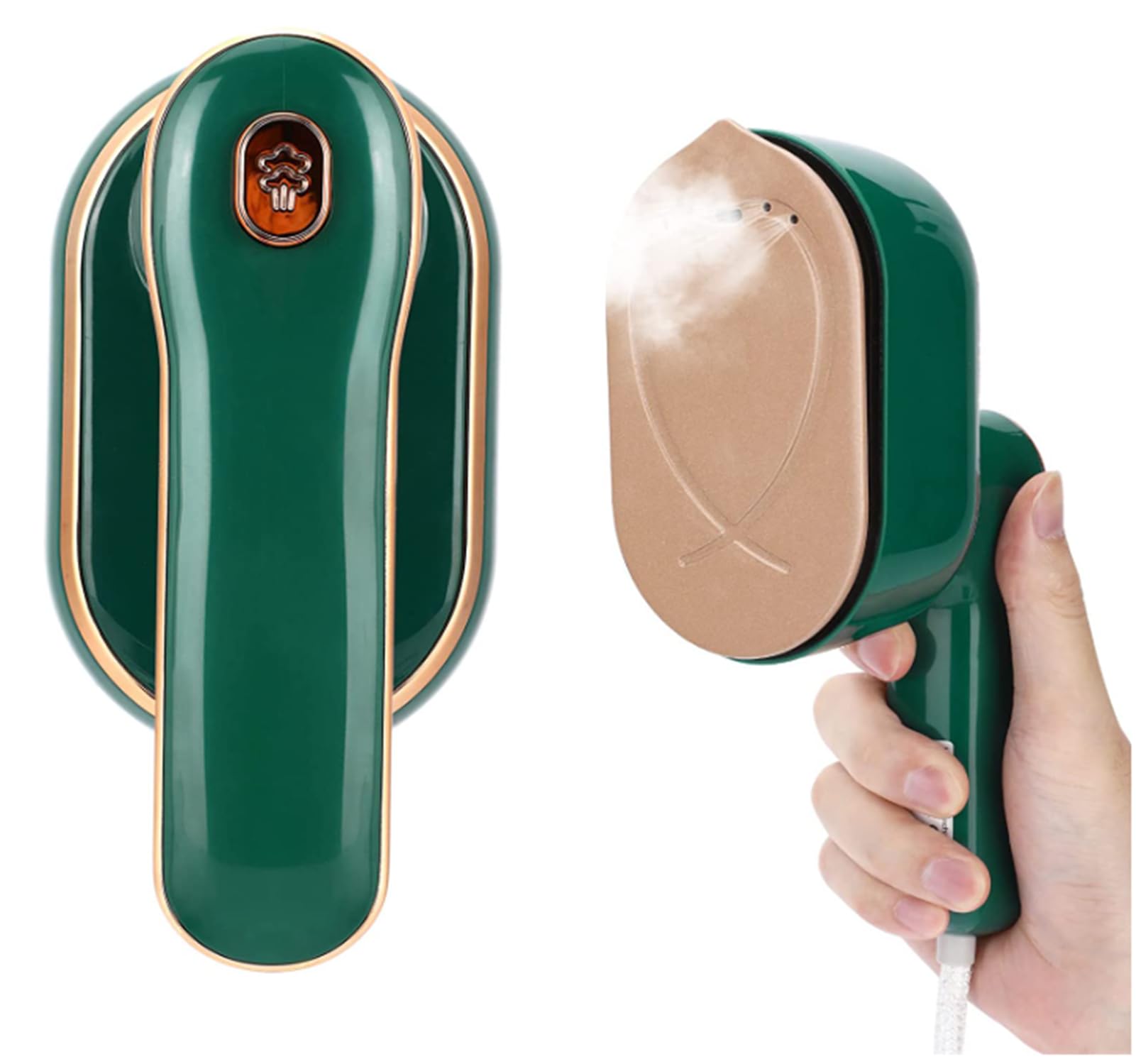 TAME Mini Steam Iron for Clothes, 180° Rotating Handheld Steam Iron, Portable Steamer Travel Iron, Micro Steam Iron Mini Handheld Garment Steamer Support Dry and Wet Ironing for Home Travel (Green)