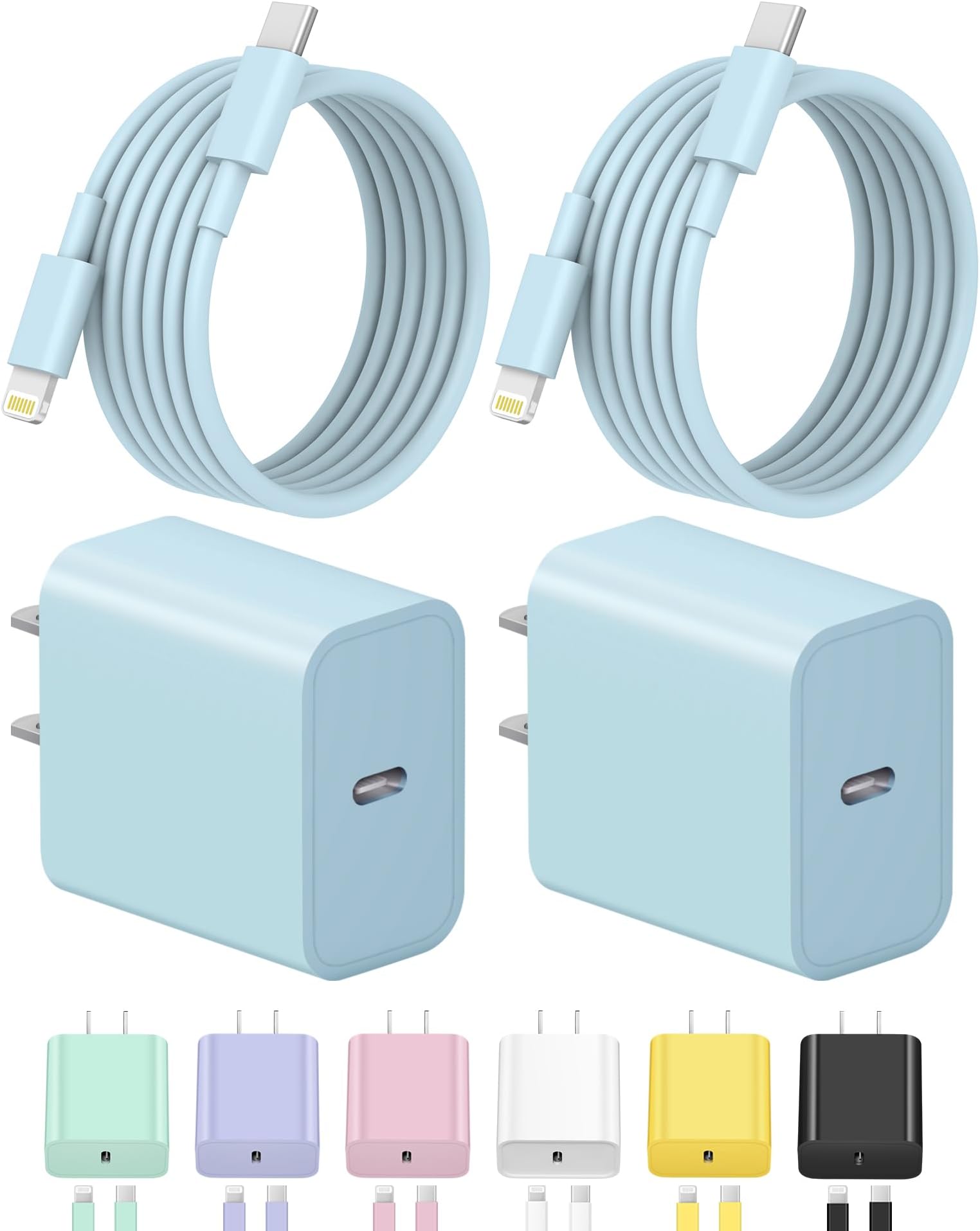 iPhone Charger Fast Charging USB C Charger Block Type C Charging iPad Chargers with 6FT C Chargers Cord Compatible with iPhone14/14 Pro Max/13/13Pro/12/12 Pro/11,iPad(Blue)