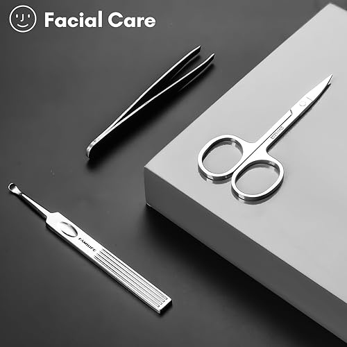 Miniatura 6 de FAMILIFE Juego de manicura, kit de manicura profesional, juego de cortaúñas 11 en 1, herramientas de pedicura de acero inoxidable, kit de uñas para