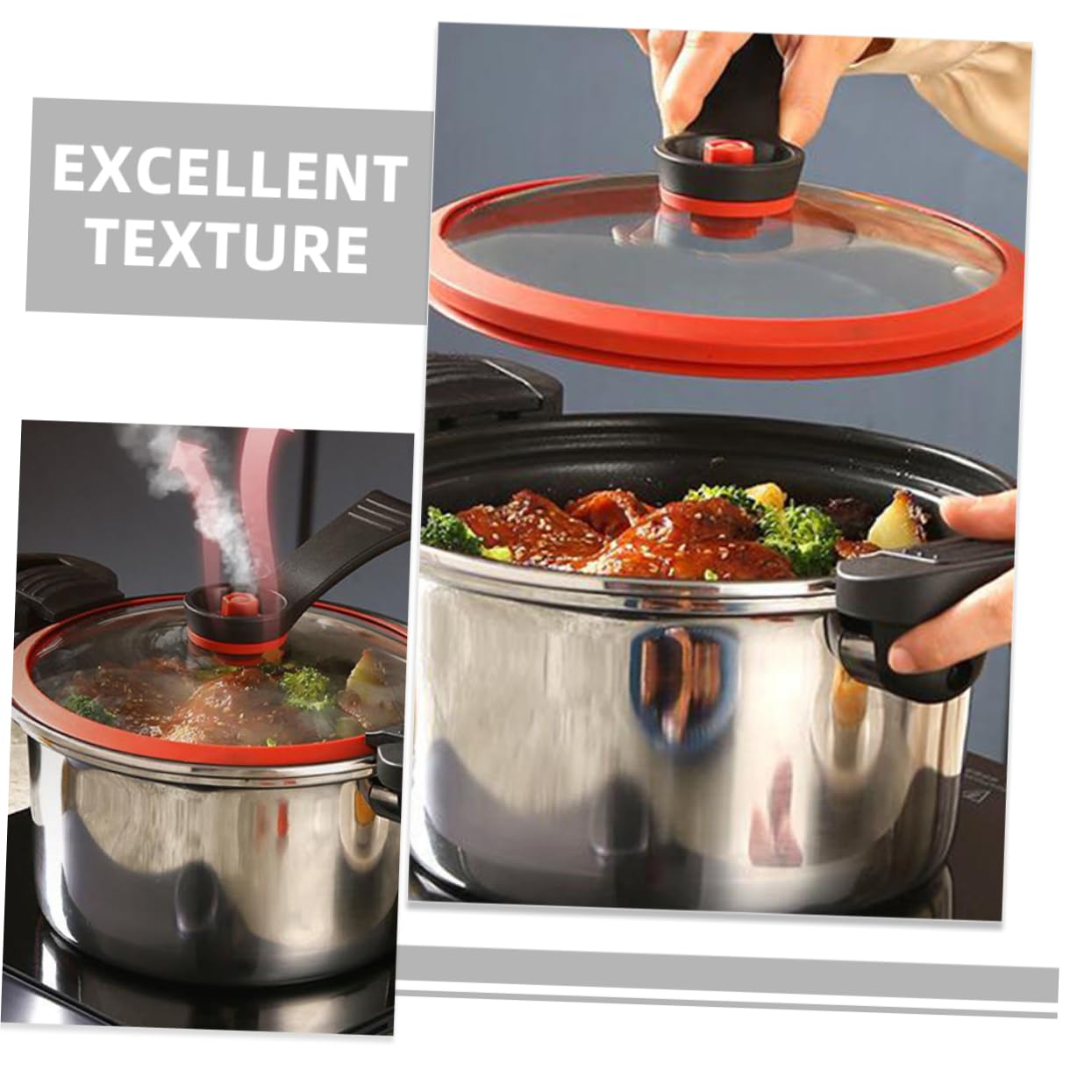 FUNOMOCYA Stainless Pressure Cooker Low Pressure Soup Pot Double Handle Non-stick Cooking Pot