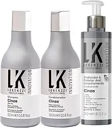 Kit Lokenzzi Cinza Shampoo Condicionador Finalizador Matizador 320ml
