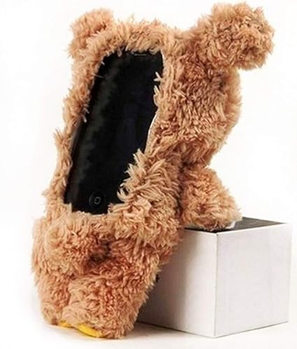 Miniatura 2 de LUVI Funda de felpa peluda para iPhone 11 Pro, diseño de oso de peluche en 3D, bonita funda protectora mullida y mullida de lujo, para invierno,
