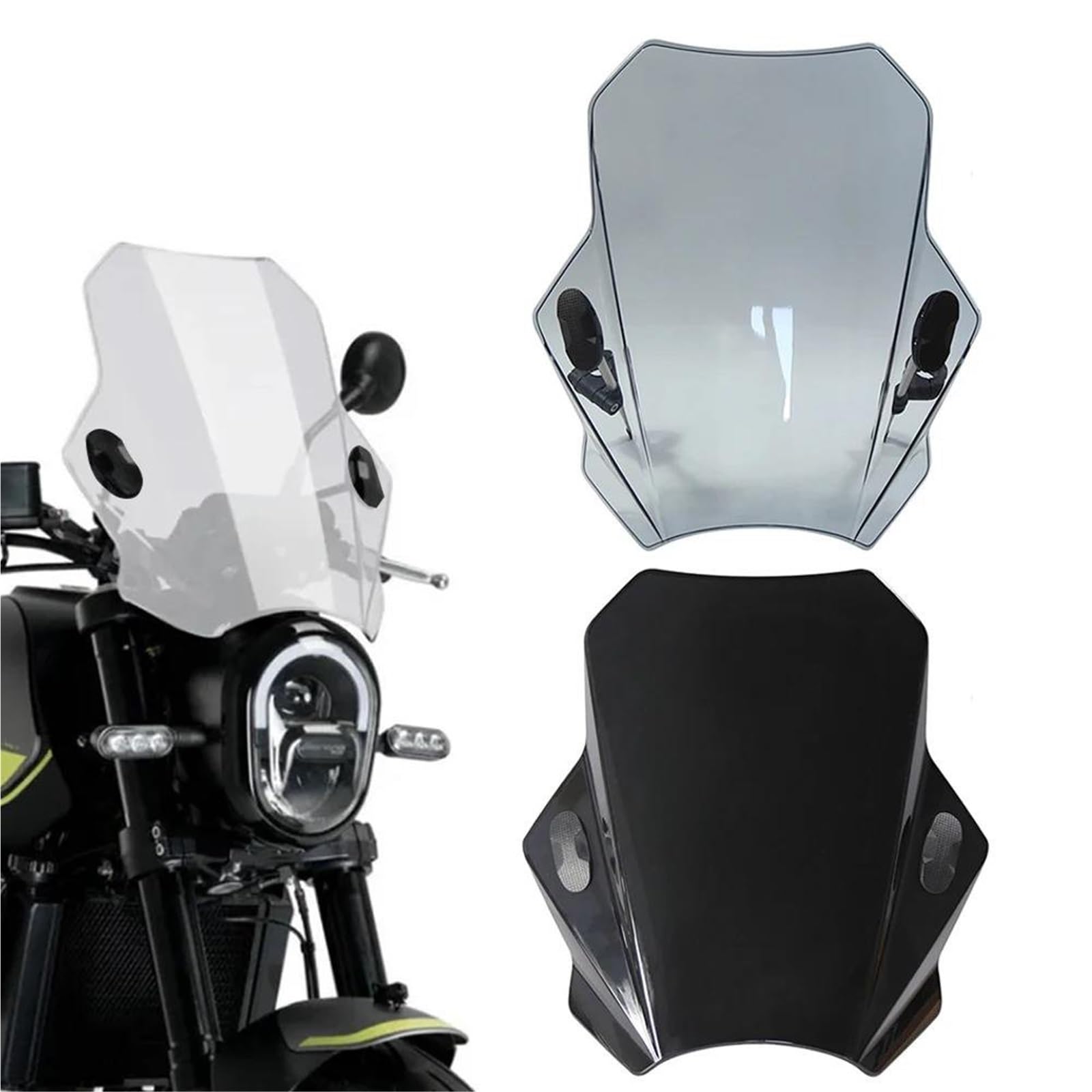 Parabrezza Per Moto Per Benelli Leoncino 250 500 BN125 BN300 BN302 BN302S 502C Cupolino, Deflettori Vento, Spoiler Cupolino Paravento(Nero)