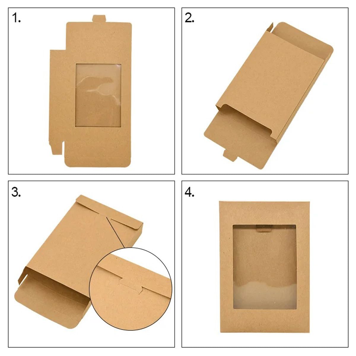 6 Pezzi Scatole Regalo in Carta Marrone Scatole in Carta Kraft con Finestra Trasparente per Dessert, Biscotti, Bomboniere E Altri Piccoli Oggetti Artigianali, 17,5 Cm x 13,5 Cm x 3,5 Cm