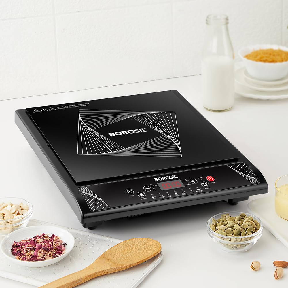 Borosil Smart Kook 1200W Induction | 7 Preset Indian Menu with Keep Warm & Manual Mode | Auto Cut-Off, LED Display, Overheat Protection, Crystal Glass Top, Child Lock, 8 Power Levels | 1 Year Warranty-image-40