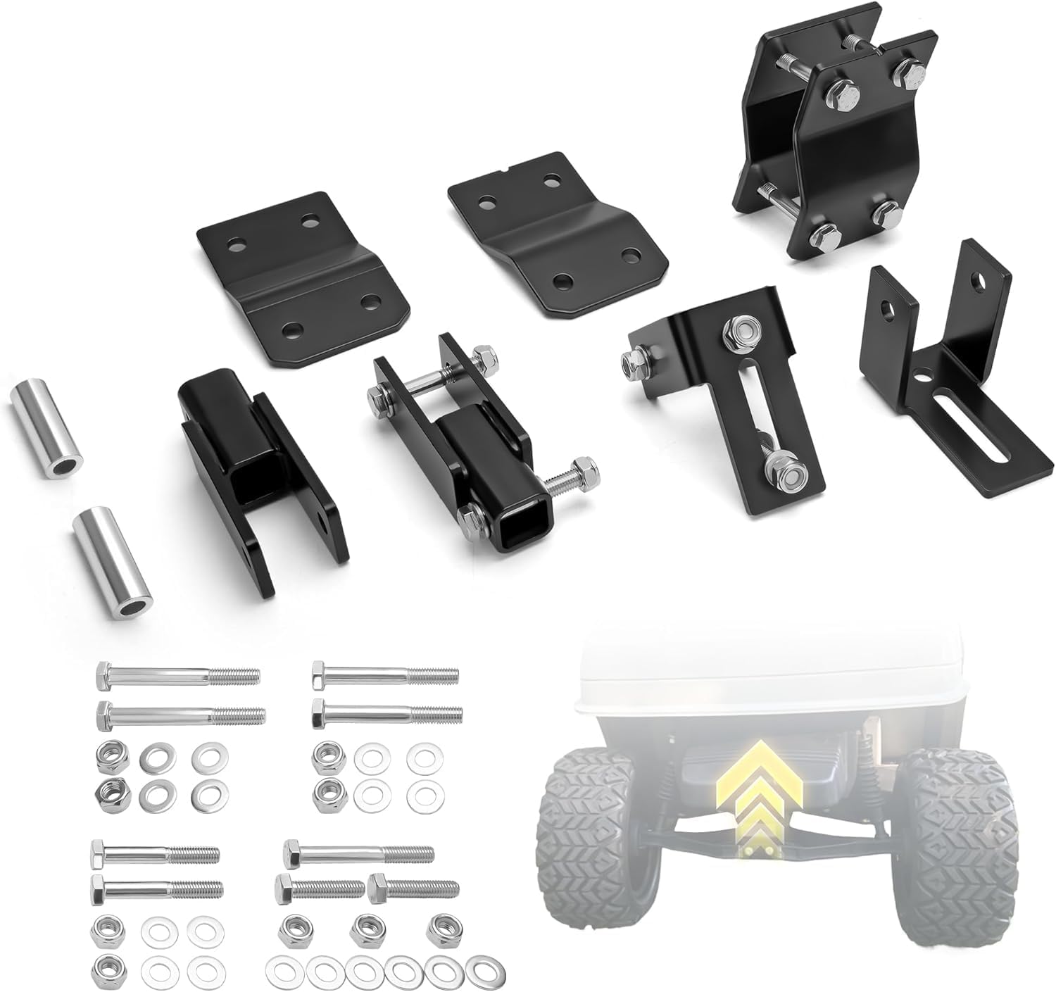 4" Yamaha G2 G9 Golf Cart Lift Kit, 4 Inch Front and Rear Suspension Lift Block Kits for 1985-1994 Yamaha G2/G9 Gas & Electric Golf Carts, Heavy Duty Steel Raise Kit Fits Up to 20" Off-Road Tires