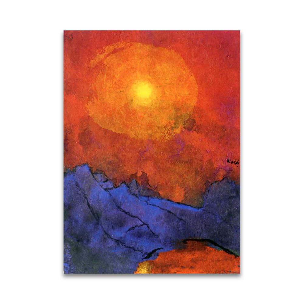 LZ6J8C9 Emil Nolde《Sunset over》Famous Canvas Painting Reproductions.(80x120cm(31.5x47.3in)/Frameless)