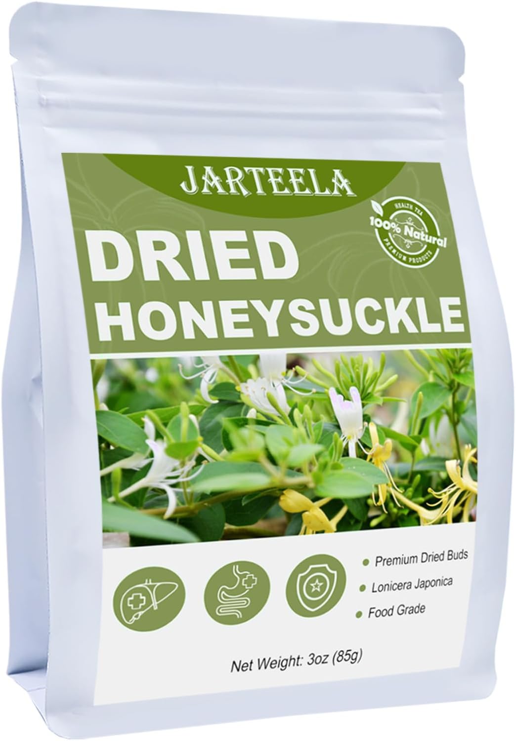 Jarteela - Dried Honeysuckle Flower - Chinese Natural Honeysuckle Tea Jin Yin Hua - Non-GMO - Caffeine-free - 3oz/85g