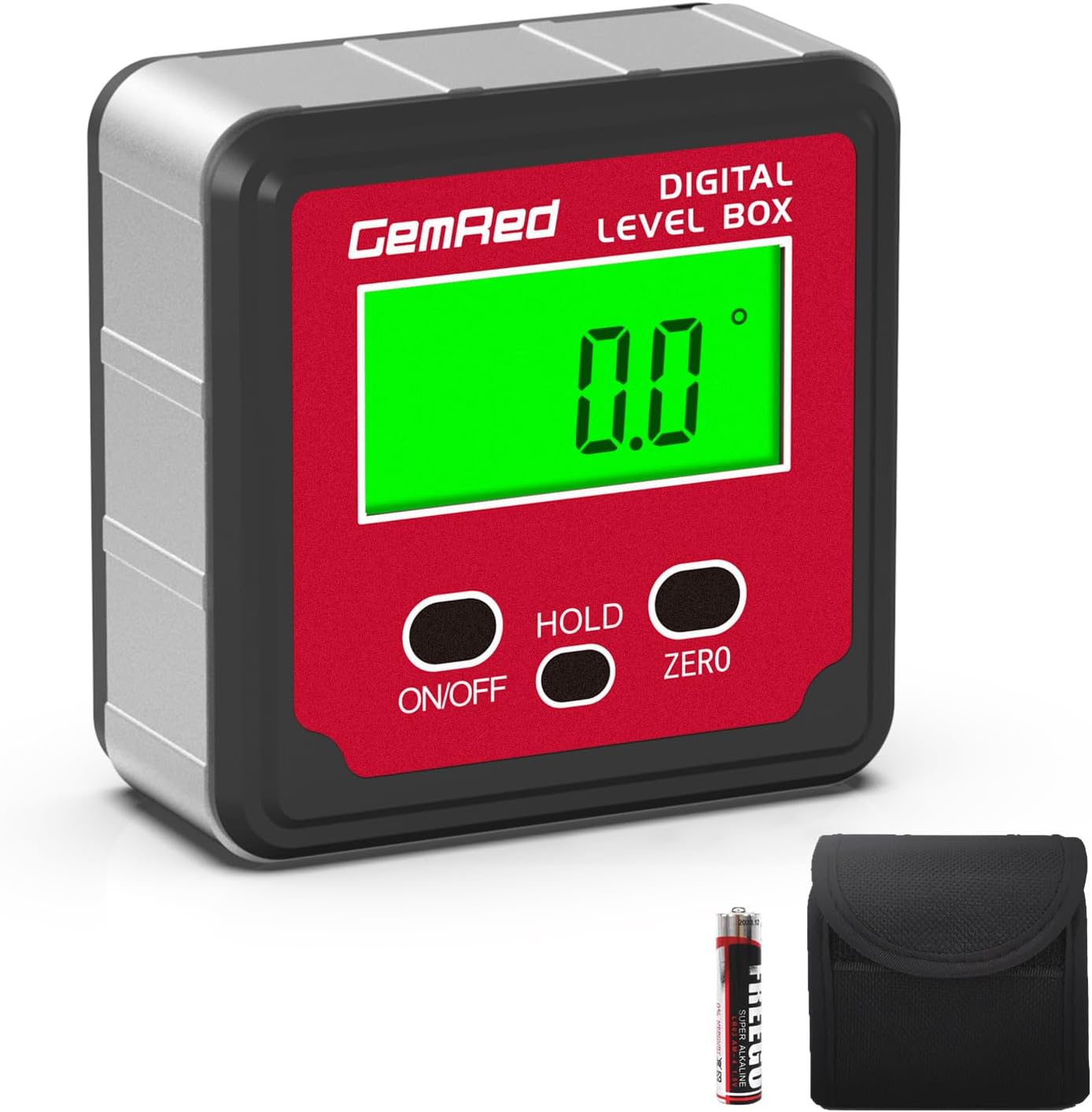 GemRed Digital Level Box Protractor Angle Finder Level Gauge Bevel Gage Inclinometer with Hold Function Backlight and Magnetic Base (82412-XSB Angle Gauge with Hold Function)