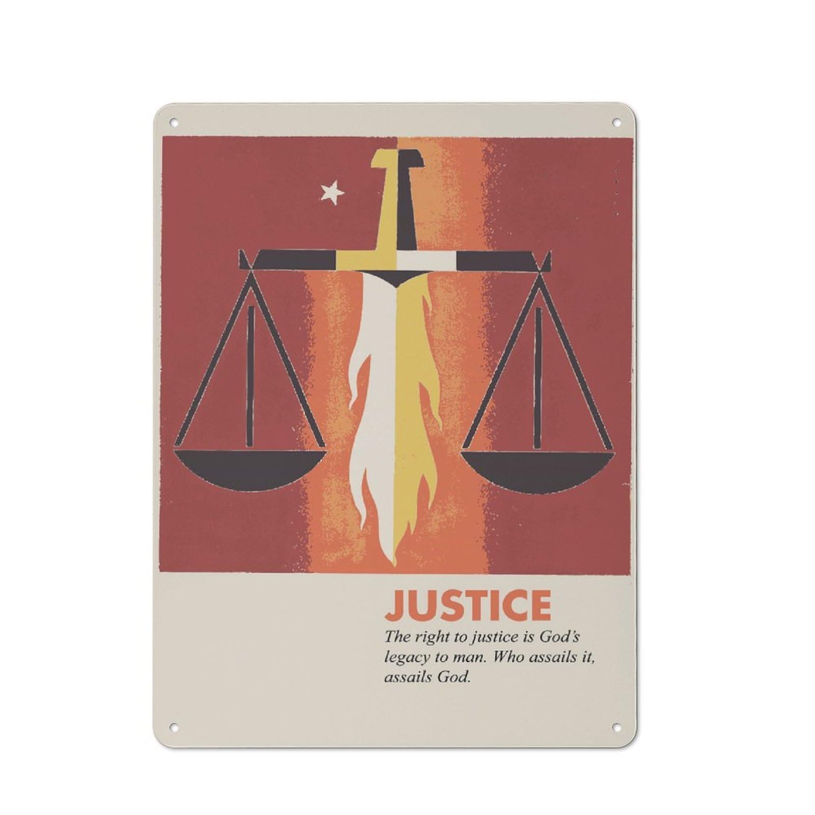 Junmoney Justice Vintage Metal Gift Sign 40X30cm, Novelty Wall Art For Hallway, Home Bar, Garage Or Study