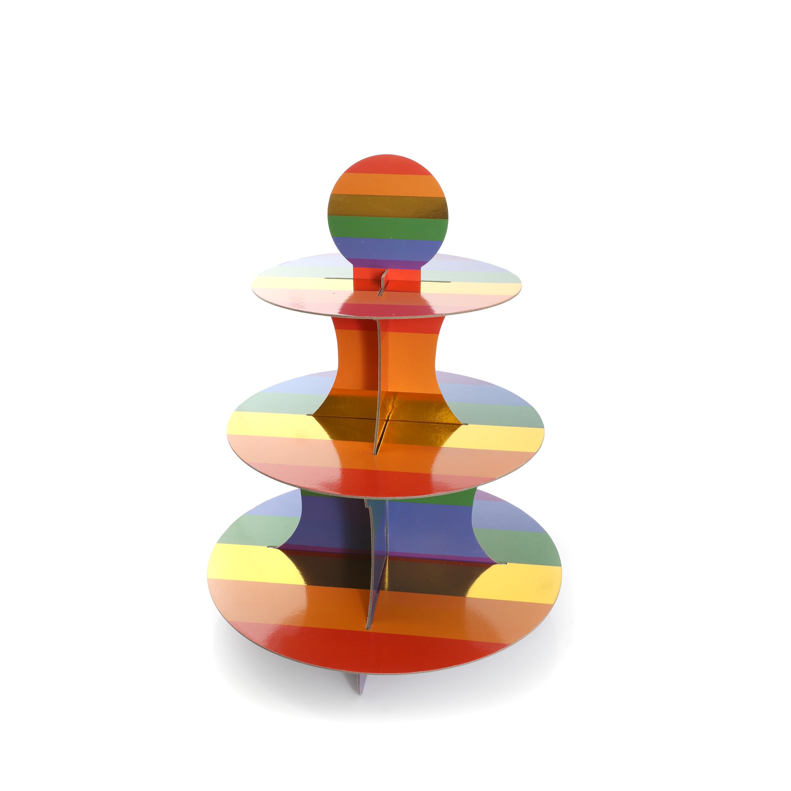 Sparkles Partyware Rainbow Pride Cake Stand - Pack Of 1-3-Tier Rainbow Coloured Cardboard Cake Stan - Fun Pride Month Party Tableware Decoration