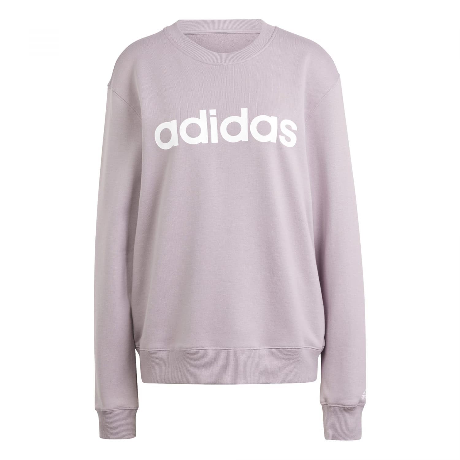 adidas Women's Essentials Linear French Terry Sweatshirt, preloved fig/white, XS