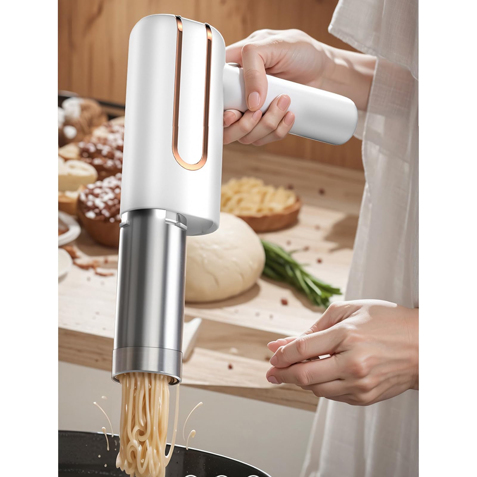 Generico Macchina per Pasta elettrica Senza Fili Portatile per Pasta 2400mah Pressa per Pasta per pressa elettrica per Cucina Fatta in casa