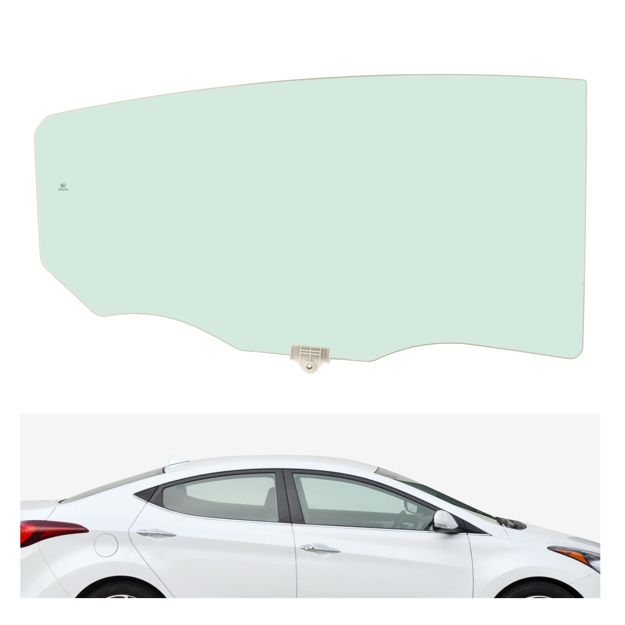 JMTAAT Rear Right Door Window Glass Compatible with 2011-2016 Hyundai Elantra 4 Door Sedan Light Green Tempered Glass - Passenger (R.H) Side