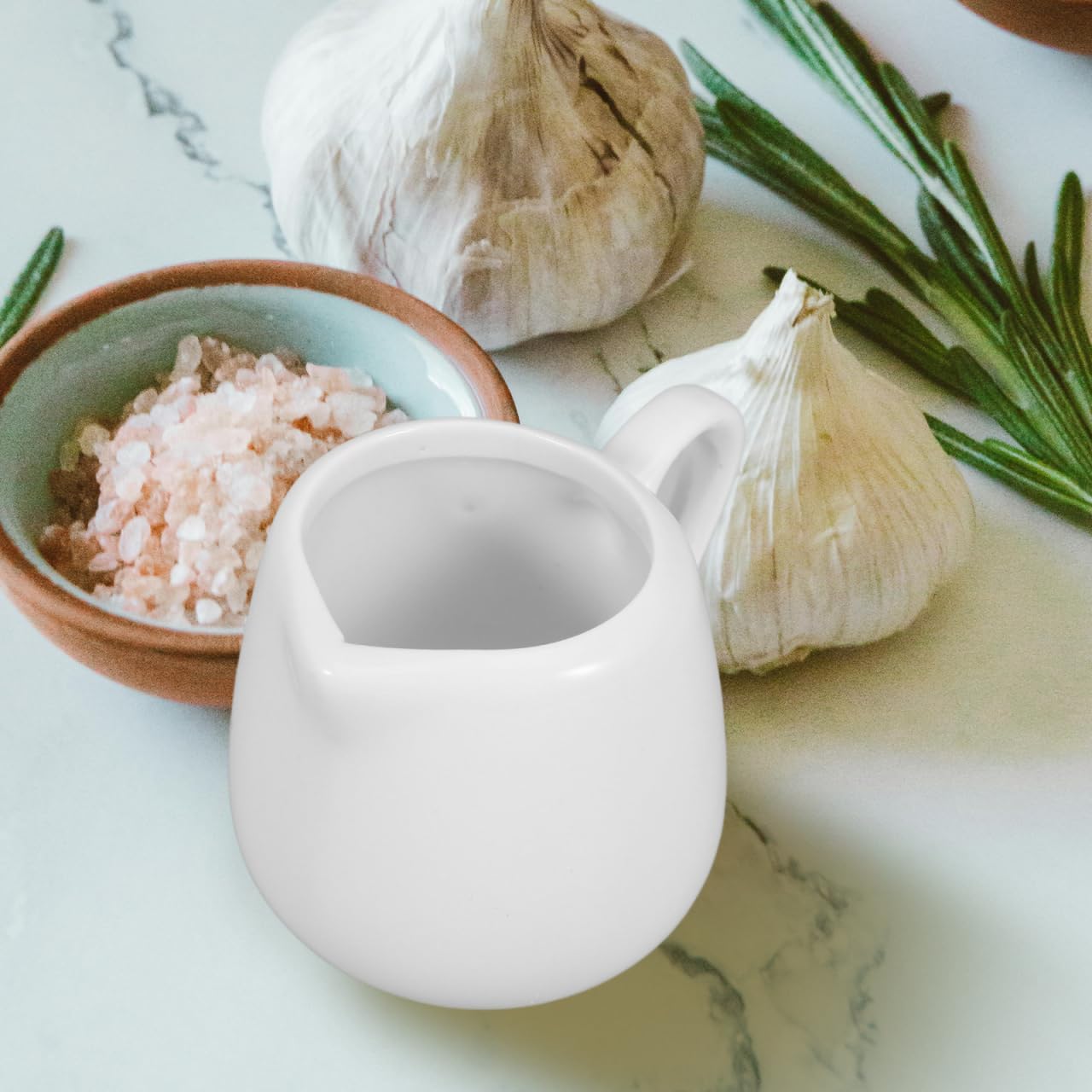 MAGICLULU Mini Ceramic Milk Jugs with Handle 4-Pack Porcelain Creamer Pitchers Small Sauce and Coffee Creamers 1.85In 1.7Oz Kitchen Serving Dispensers image 2