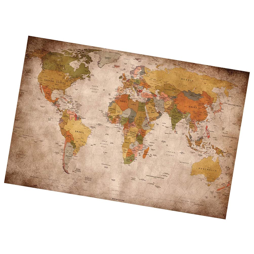 Healifty World Map Tapestry Vintage Delicate Printed Wall Hanging Blanket for Living Room Home Kitchen 1pc