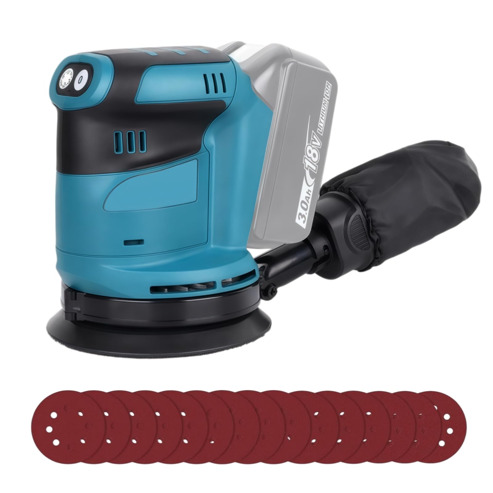 Cordless Orbital Sander for Makita 18V Battery, Random Orbital Sander, 13000RPM 3 Variable Speeds, 12Pcs Sandpapers, Electric with Dust Collection