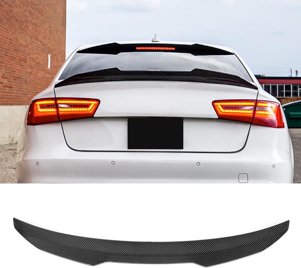 for A6 C6 Sline S6 Sedan 2008-2011 Rear Trunk Spoiler Wing Lip Carbon Fiber
