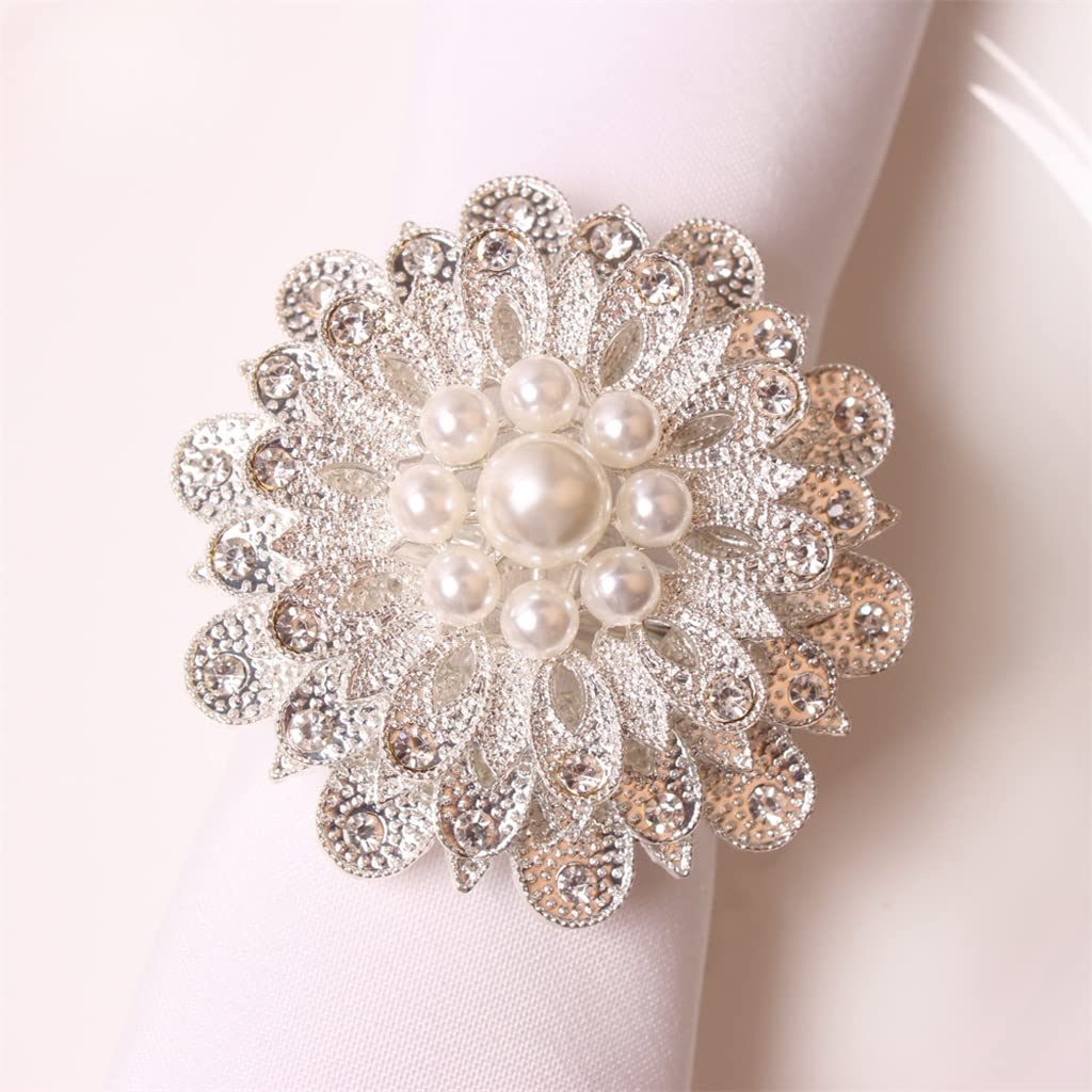 12 Hochzeit Neue Perle Serviettenschnallen Serviettenringe Serviettenringe (Silber Einheitsgröße)