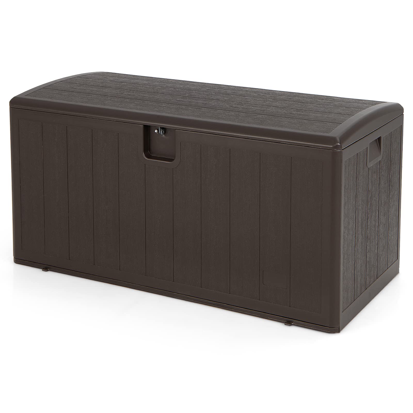 GOPLUS 400 L Coffre de Jardin Extérieur, Coffre de Rangement pour Patio avec Couvercle Verrouillable pour Maison Piscine Jardin,128 x 64 x 64 cm,