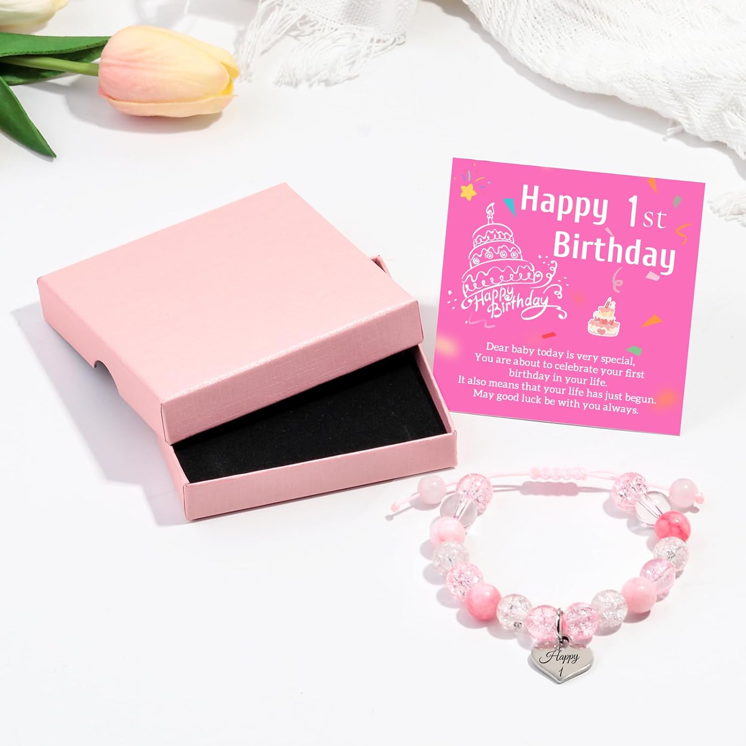 Birthday Bracelets Gifts for 1 2 3 4 5 6 7 8 Year Old Girls, Pink and white crystals Heart Charms Bracelets, Birthday Gifts for Girls Daughter Granddaughter Niece - Image 8