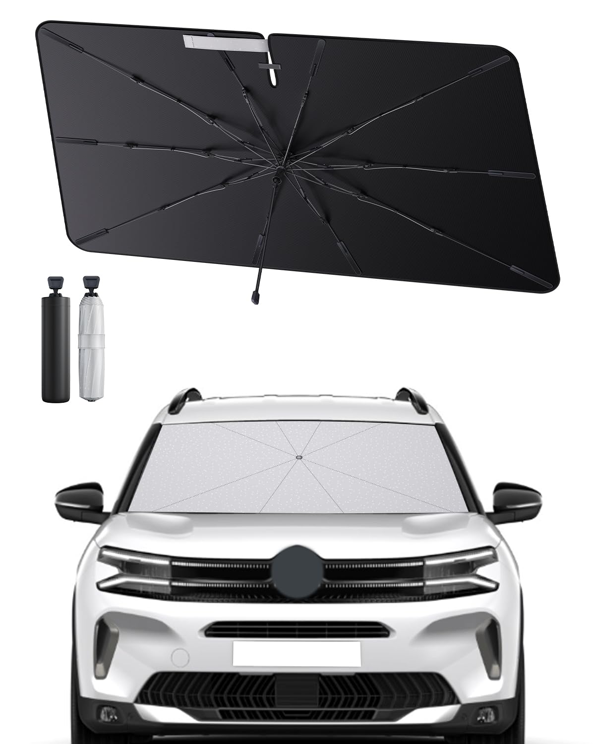 SHAOHAO Conpatible con Citroen C5 Aircross 2018-2025 Parasol Coche Delantero Protector Solar Parasol Paraguas Coche Resiste a los Rayos UV Plegable Citroen C5 Aircross Accesorios