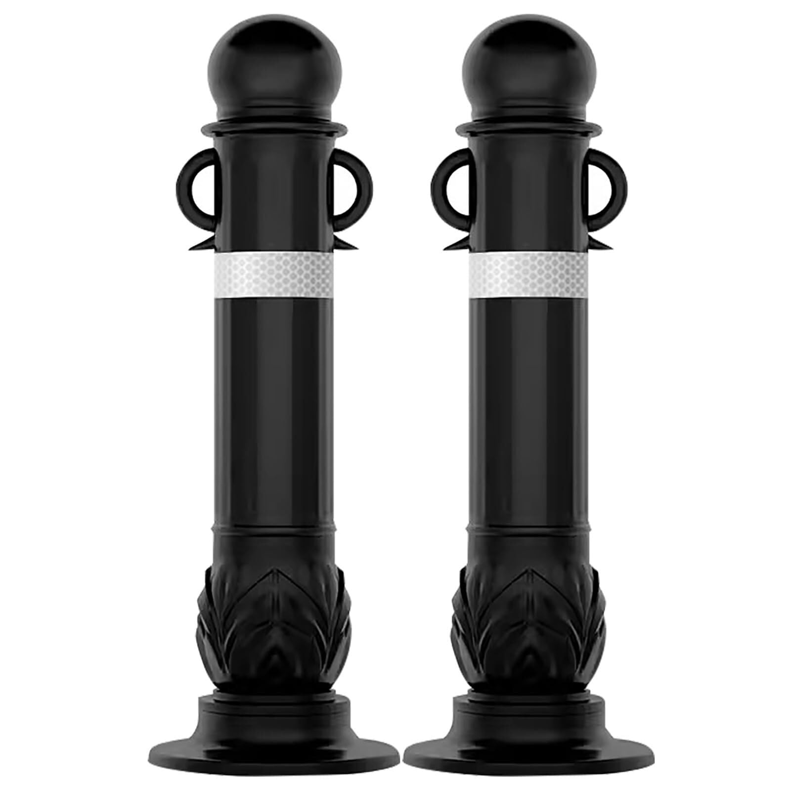 WDSOPK Flexible Traffic neator Bollard Post with Hanging Ears, 31.5in Reflective EVA Safety Cone for Driveway & Parking Lot（Black-2 Pack）