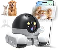 Pet Camera Robot, Wireless 1080P Movable Pet Camera Battery-Powered with Phone App emote Control for Cats Dogs, Indoor Cam, 2-Way Talk, Night Vision, Motion Detection