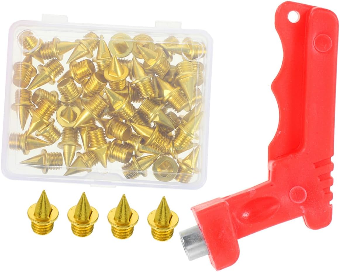 BESTOYARD Steel Track Shoe Spikes Replacement with Wrench for Short Running Shoes, Pyramid Needle Shape, Easy Removal and Quick Installation, for Competitions and Training