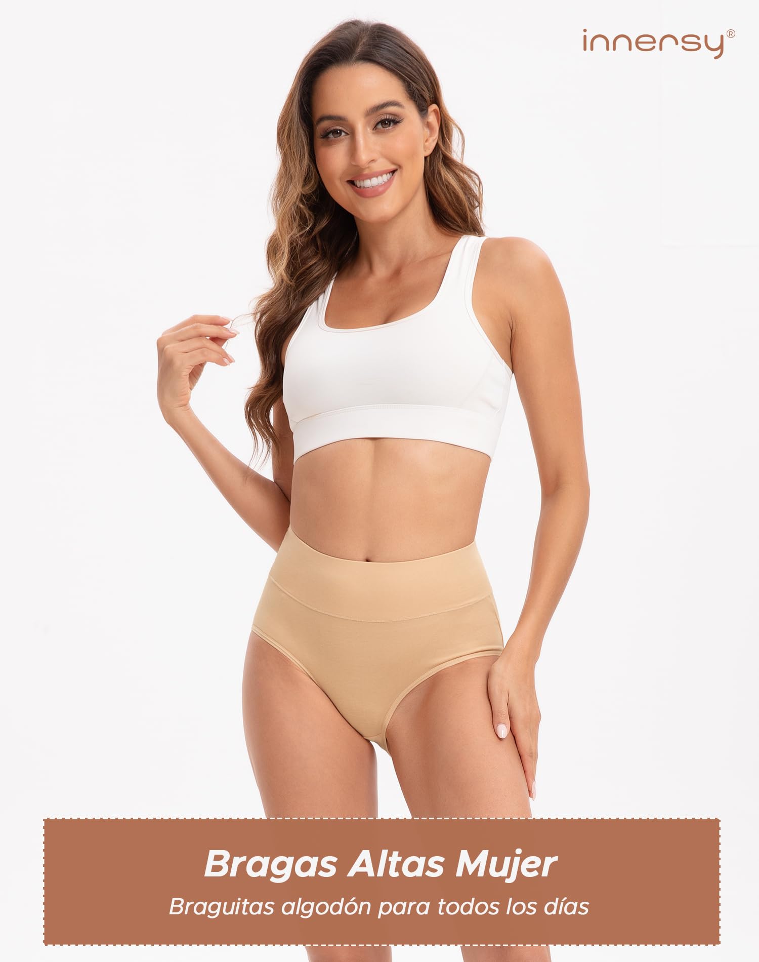 INNERSY Bragas Mujer Algodón Altas Culotte Elástico Pack de 5