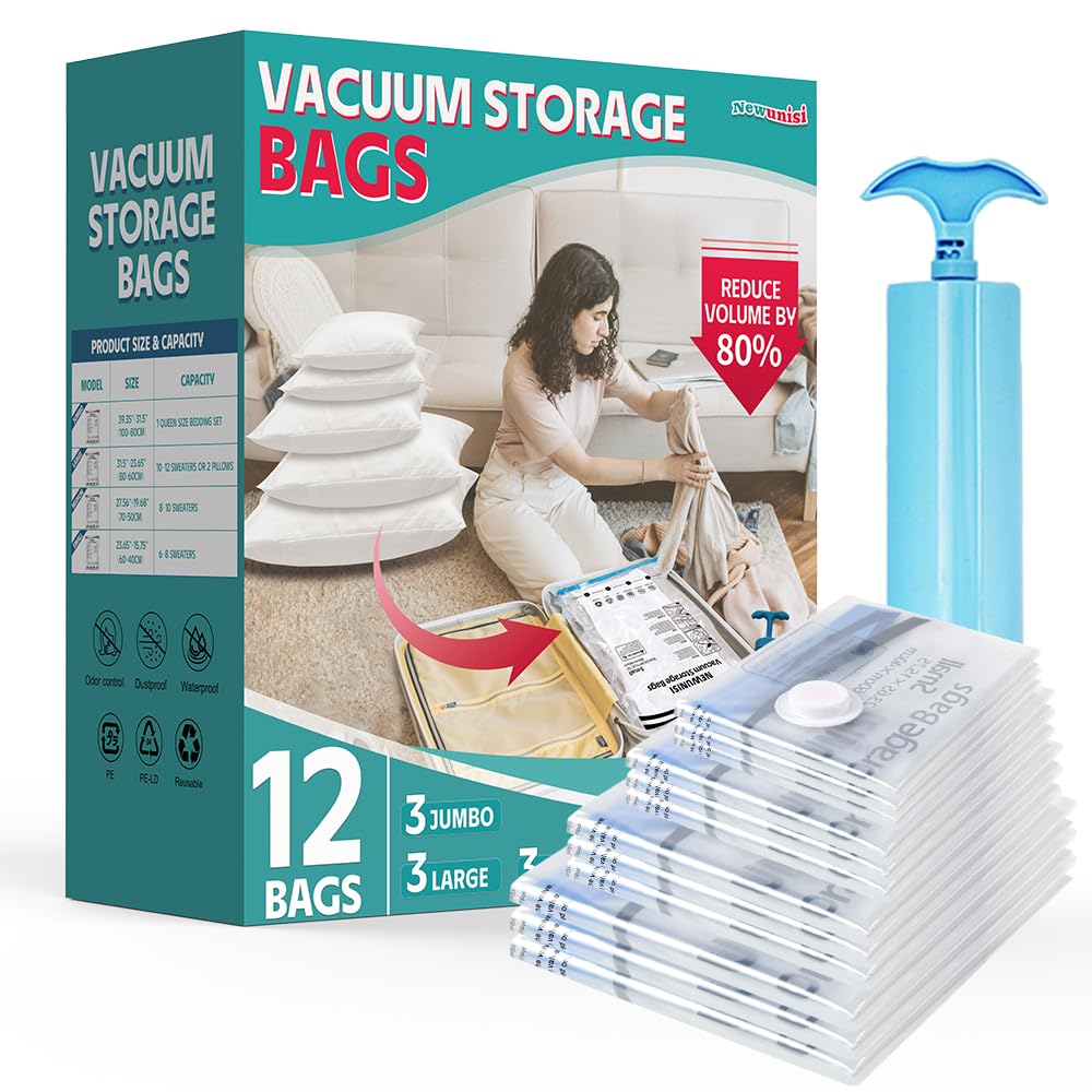 Amazon.com: 12 Pack Vacuum Storage Bags, Vacuum Seal Bags for Clothing ...