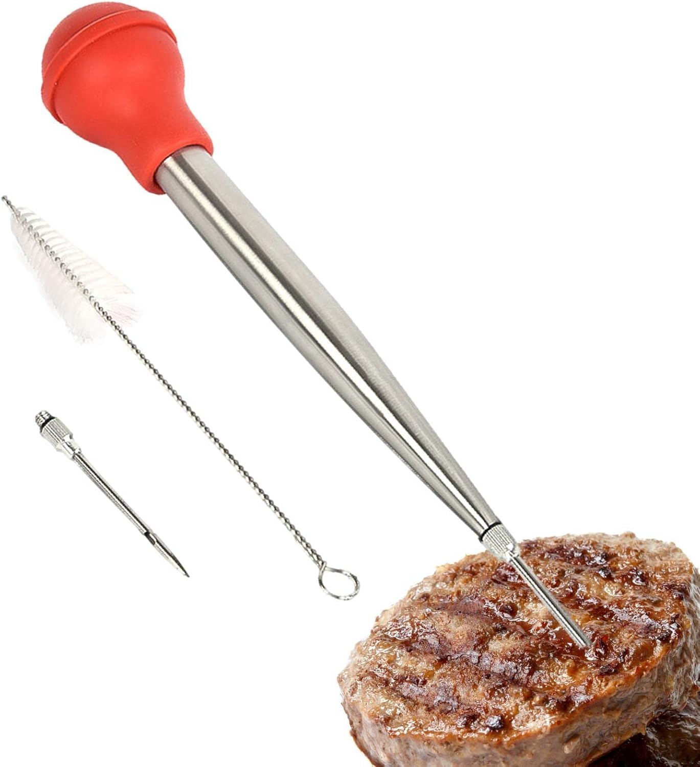 Turkey Baster Syringe,Baster Syringe for Cooking Meat Injector Set Metal Turkey