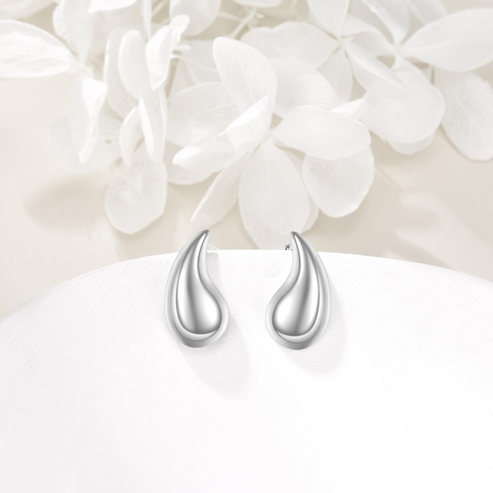 AXELUNA Pendientes de gota de agua de plata de ley para mujer, pendientes chunky drop colgantes, pendientes de gota de agua, pendientes de botón, pendientes de moda tendencia, joyería, regalos