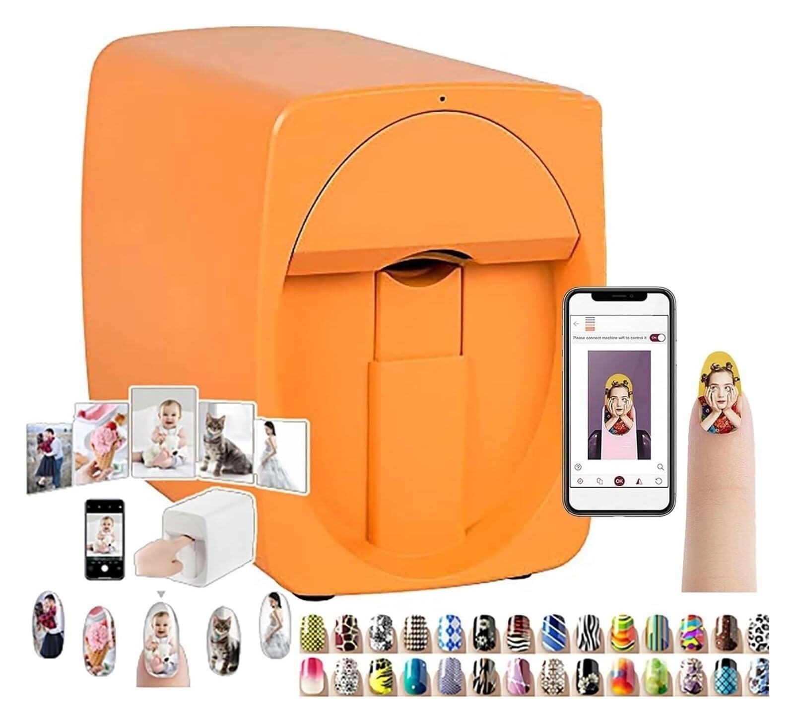 Stampante for Modelli for Nail Art, Stampante for Nail Art, Stampa a Colori con Motivi Personalizzati, Adatta for Manicure/Appassionati di Nail Art
