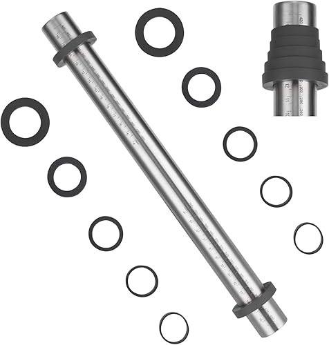 Rodillo ajustable con anillos de grosor para hornear - Pinza de masa de acero inoxidable antiadherente con bandas para galletas, madera, pan (Gris,