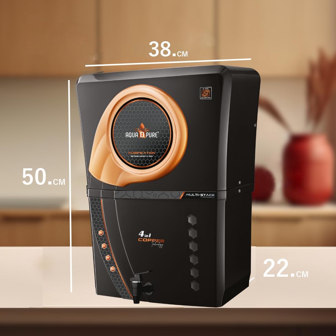 AQUA D PURE 4 in 1 Zinc Technology RO Water Purifier with RO, UV, UF, TDS Adjuster 12L | 10 Stage Purification | Suitable for all type water supply 35 616BMSevYfL. SL1100