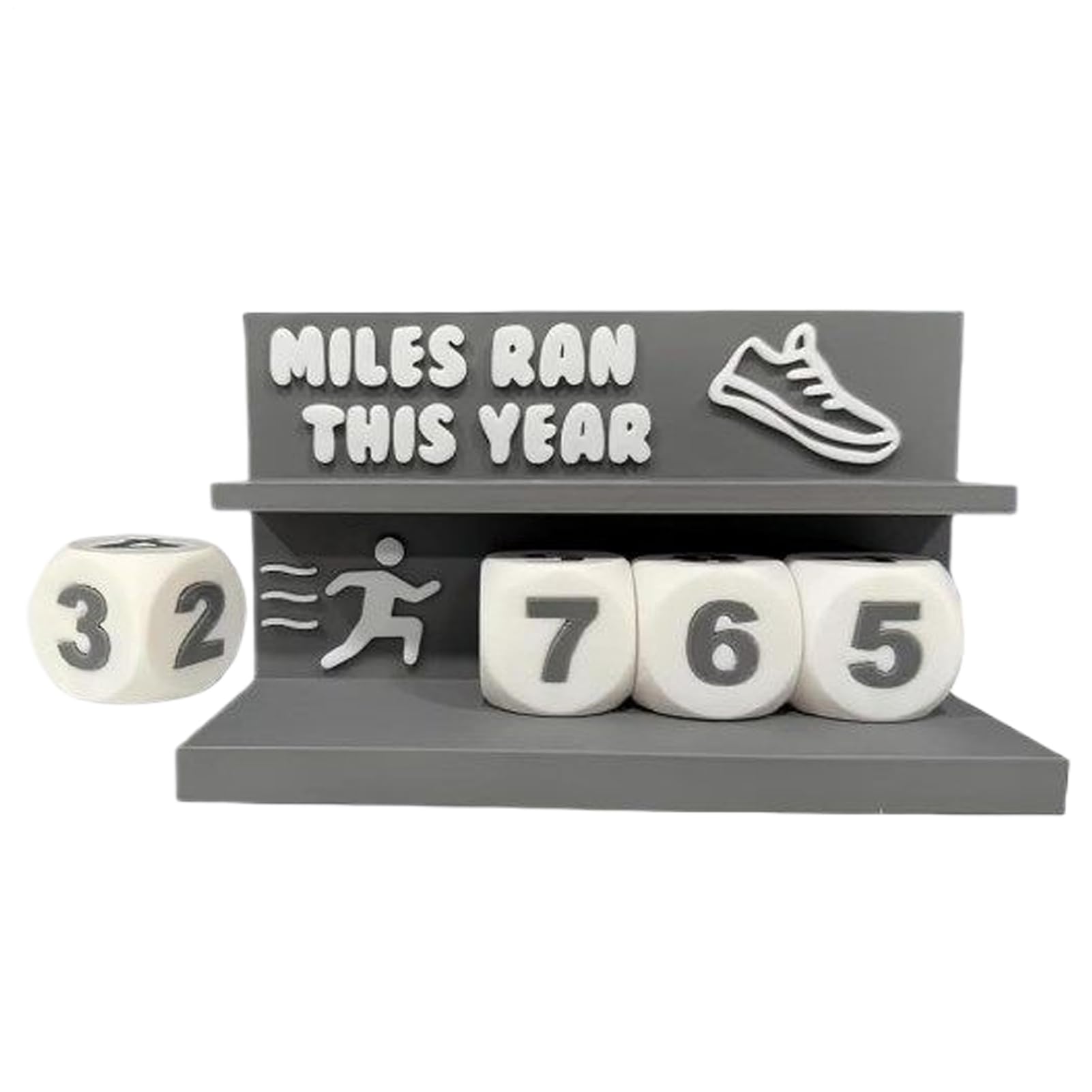3D Printed Miles Ran This Year Tracker for Adult Kids, Funny Sport Steps Distance Counter Display Sign Ornament for Running Walking Cycling