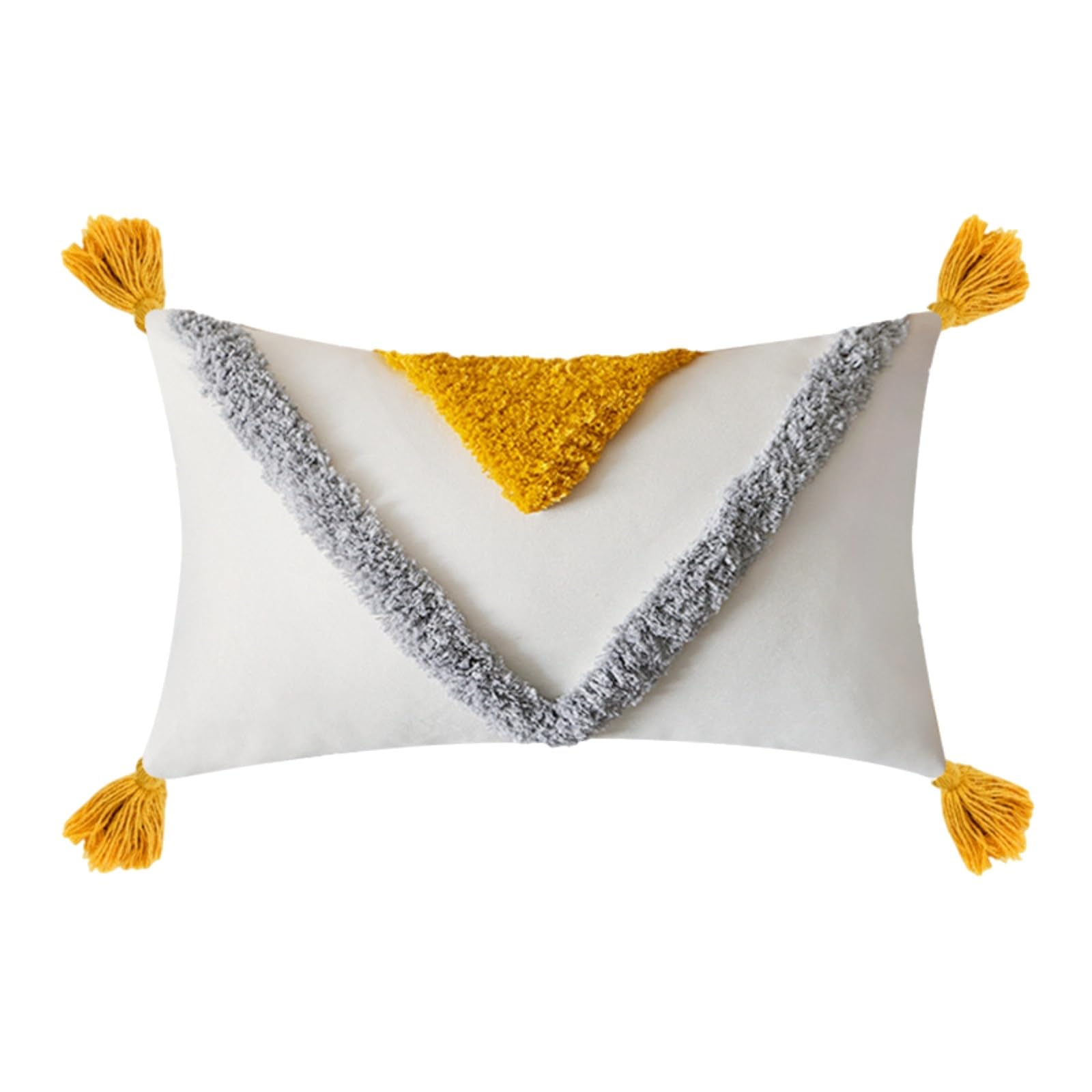 Housse coussin bohème capitonnée 30x50 motif losanges lin neutre déco salon chambre lot de 2