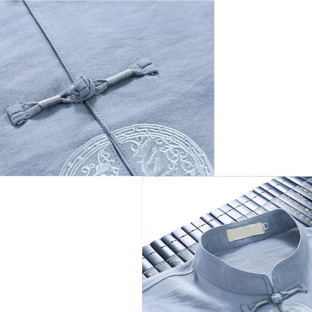 GVILTY Abito Da Uomo Tradizionale Cinese Cinese Cinese Costume a Maniche Lunghe Abito D'arte Marziale Marziale Uniforme Kung Fu, Cotone In Lino Tai Chi Pavimenti Per Pantal green-XXL