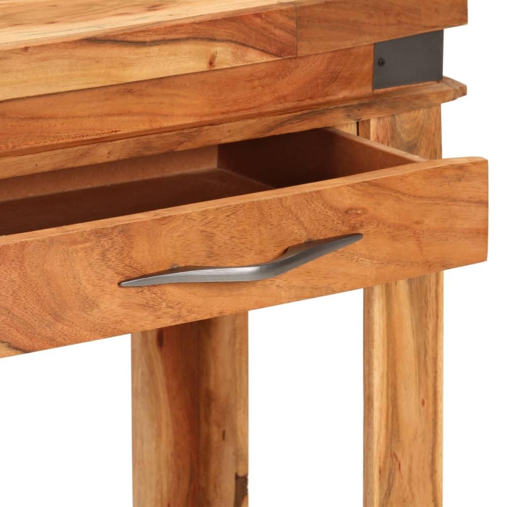 Mesa consola clásica de madera maciza de acacia con 2 cajones y tablero robusto para un almacenamiento elegante y una presentación elegante en el salón