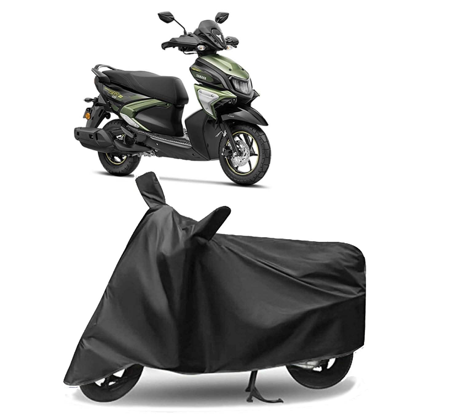 Auto Pearl Full Grey Bike Body Cover with Mirror Pockets Buckle Belt Compatible with Ray ZR 125FI