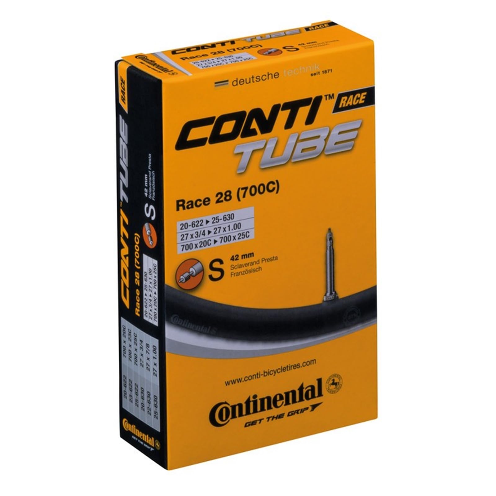 Continental Race 28 Dętka Rowerowa, SV 42 mm, 3 Sztuki