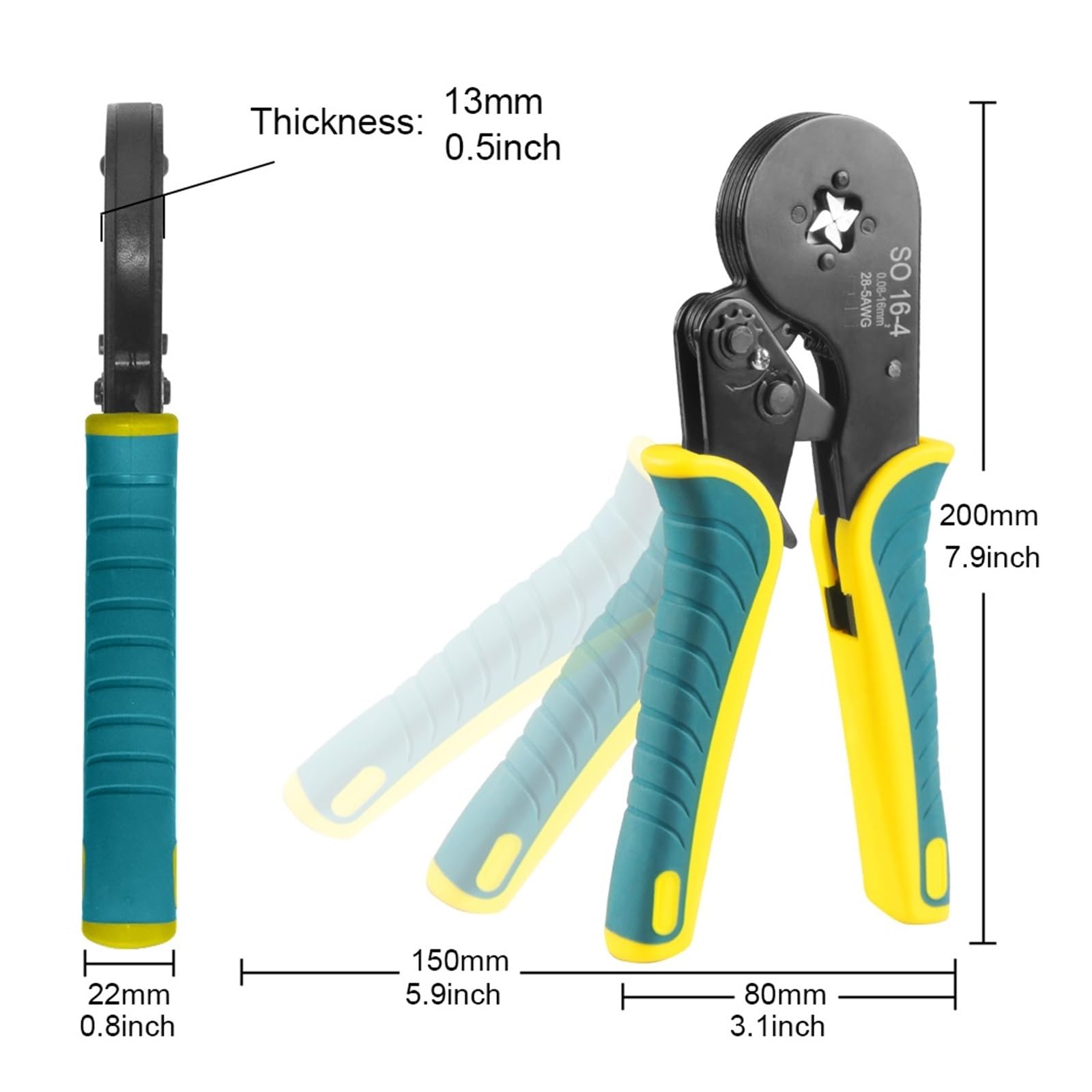 VXC9 16-6 Pinza A Crimpare Esagonale, Cricchetto E Set Di Pinze A Autoregolabili 0,08-16 Mm² 28-5 AWG For Terminali Tubolari Crimpatura Precisa(VXC9 16-6 Red)