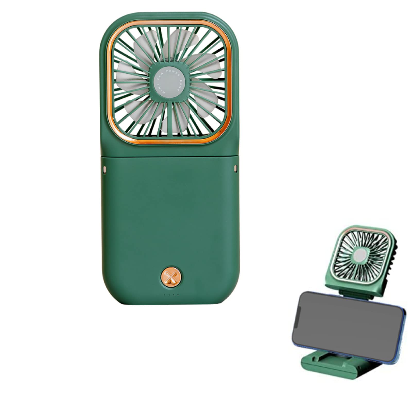 wssskd Portable Mini Fan,Handheld Fan,3 Speeds Wind Adjustable,Neck Fan,Wearable Folding USB Fan with Battery Rechargeable,with Cell Phone Stand,USB Charging,for Home,Office,Travel Green