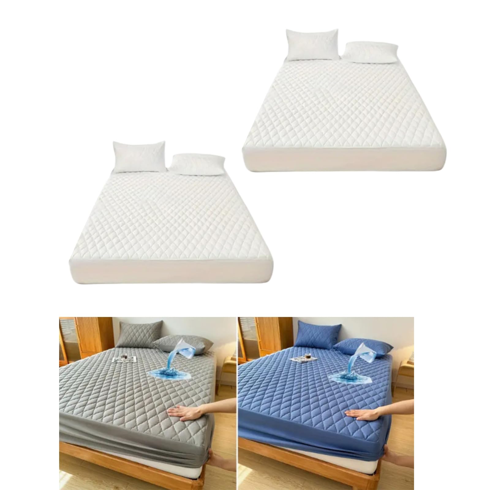 Coprimaterasso con design trapuntato profondamente aderente, per un comfort e impermeabilizzazione, impermeabile