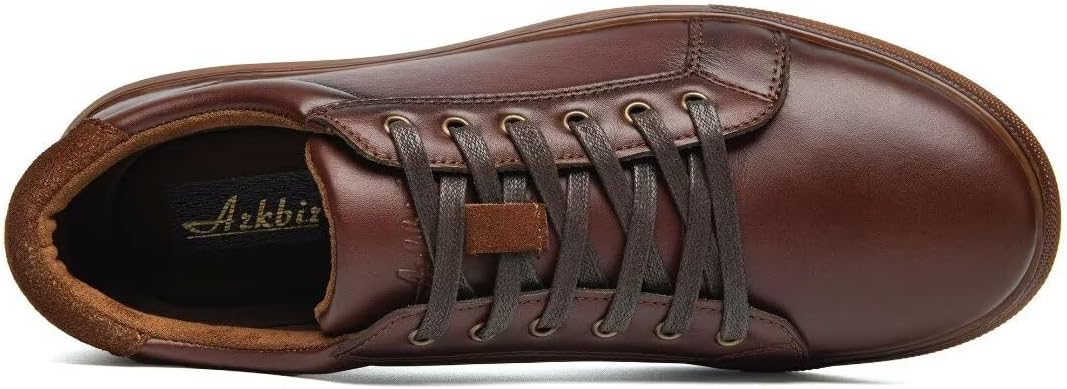 Arkbird Casual Sneakers, Breathable Lace-Up Leather Walking Shoes Comfortable Fashion Sneakers for Men Daily Work