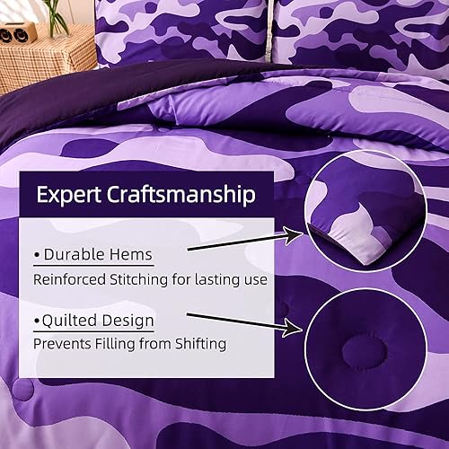 Vista 66 de Meeting Story Juego de ropa de cama de camuflaje, juego de edredón estilo patrón colorido, 5 piezas, un edredón, dos fundas de almohada, dos sábanas