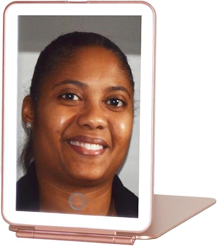 Miniatura 1 de EX ELECTRONIX EXPRESS Espejo de maquillaje de viaje con luz LED, espejo portátil iluminado recargable con 3 colores de luz, perfecto para viajes,