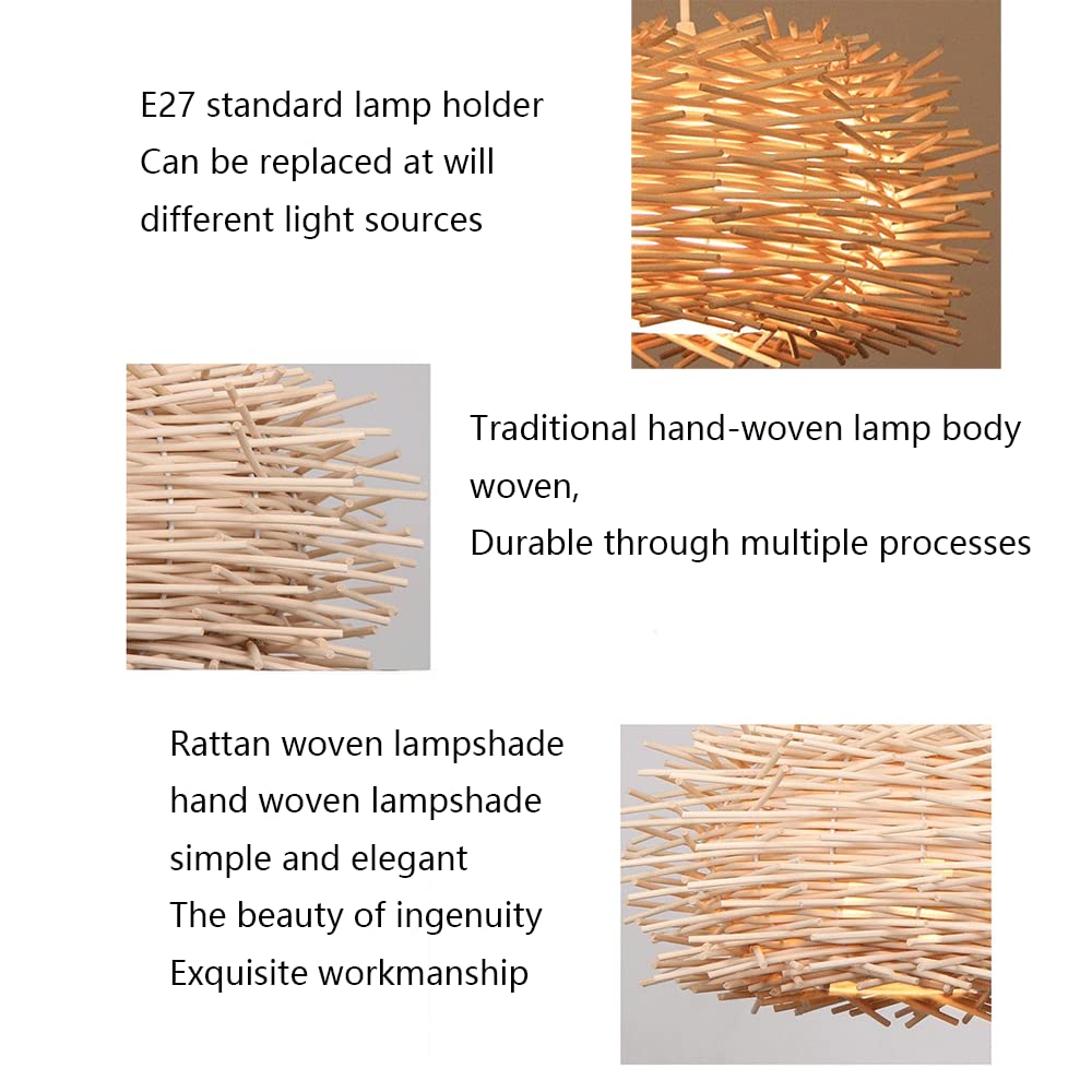 Candelabro Nido Pájaro Mimbre Redondo Irregular Luz Ratán Hueca Beige Brillo Lateral Araña Bambú Natural Tejida Mano Accesorio Iluminación Clásico Sombra Antigua Linterna Techo Diseño Creativo